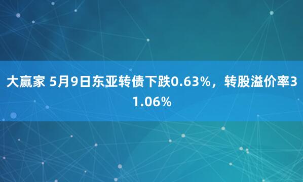 大赢家 5月9日东亚转债下跌0.63%，转股溢价率31.06%